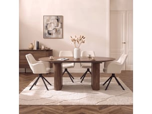 Table à manger ovale extensible couleur bois foncé 180-220 cm