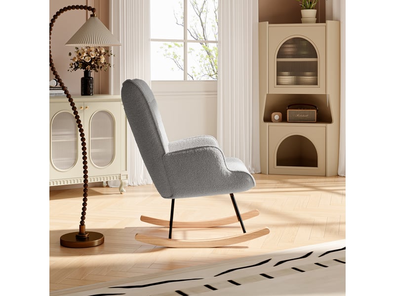  Fauteuil relax manuel velours teddy gris  - Conforama D