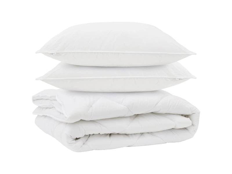 Duvet toutes saisons avec oreiller 3 pièces - couette blanc microfibre - Conforama A
