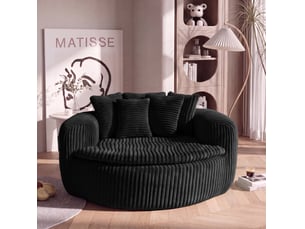 Fauteuil lounge 145x133x59 cm assise basse noir