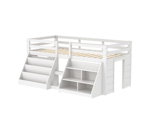 Lit avec rangement 90x200 cm ELVMI coloris blanc