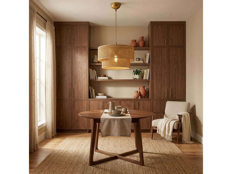  Suspension luminaire en métal et coton echo - beige  - Conforama B