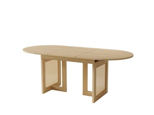 Table de repas extensible 150 à 200 cm avec plateau mdf, pieds en rotin, couleur chêne