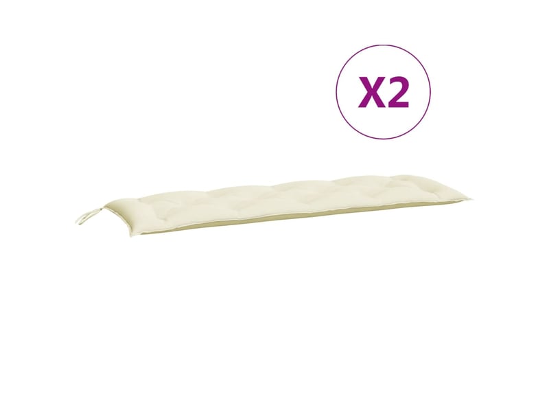  Lot de 2 coussins de banc de jardin, coussins d'assise blanc crème tissu oxford cf58633  - Conforama E