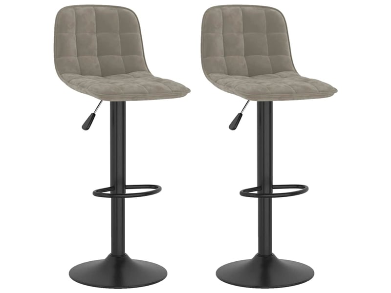  Lot de 2 tabouret de bar, chaise de bar gris clair velours shl70657  - Conforama A