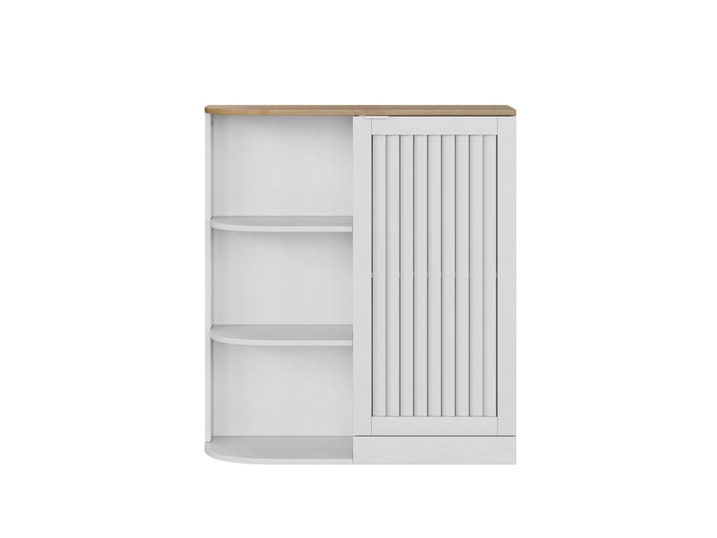  Meuble d'angle de salle de bain en mdf avec étagères blanc et chêne 68x25x76 cm  - Conforama A