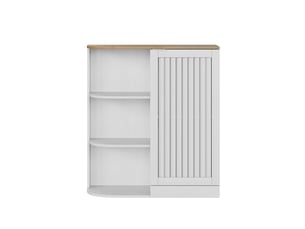 Meuble d'angle de salle de bain en mdf avec étagères blanc et chêne 68x25x76 cm