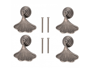 Poignées pendantes en nickel ancien, forme feuille de ginkgo, alliage de zinc, trou unique pour tiroirs et armoires, lot de 4