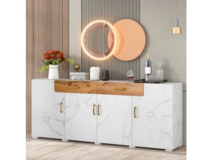 Meuble tv coloris blanc 208 cm <strong>ELVMI</strong> <strong></strong>