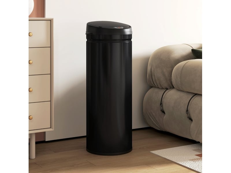  Poubelle à capteur tcqpz 50 l sans contact fermeture douce acier inoxydable noir 30,5 x 30,5 x 85 cm  - Conforama B
