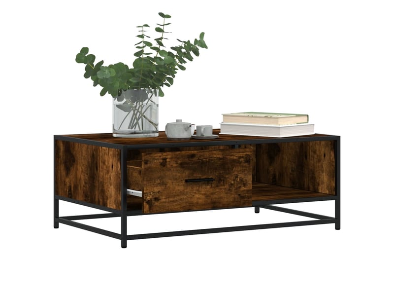  Table basse - table de salon - table à thé chêne fumé 90x57x35 cm bois d'ingénierie et métal  - Conforama D