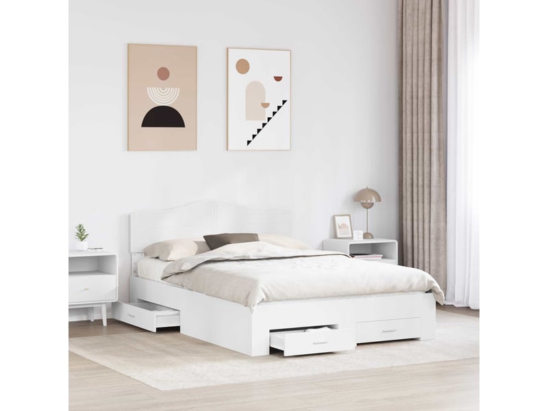  Lit double- lit adulte -  cadre de lit avec tiroir blanc 160 x 200 cm bois d'ingénierie  - Conforama B