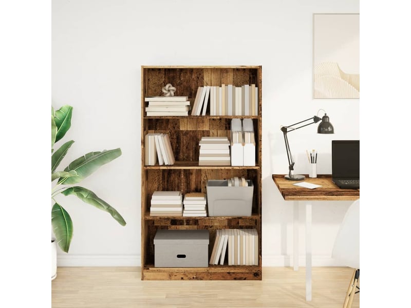  Bibliothèque, meuble de rangement salon vieux bois 80x24x143 cm bois d'ingénierie  - Conforama C