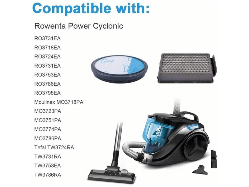  2 jeux de kit de filtre pour aspirateurs rowenta ro3731ea ro3753ea ro3786ea ro3718ea ro3724ea ro3798ea moulinex tefal compact power  - Conforama E