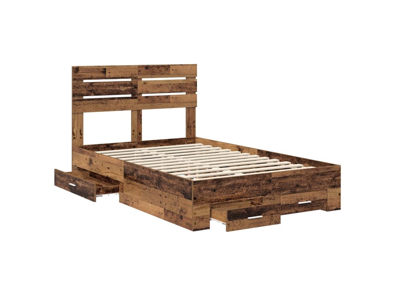 Lit double- lit adulte - cadre de lit bois ancien 120 x 190 cm bois d'ingénierie - Conforama D