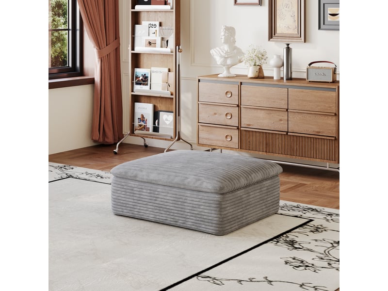  Pouf gris modulable en mousse sans cadre tissu coton doux siège de salon confortable  - Conforama E
