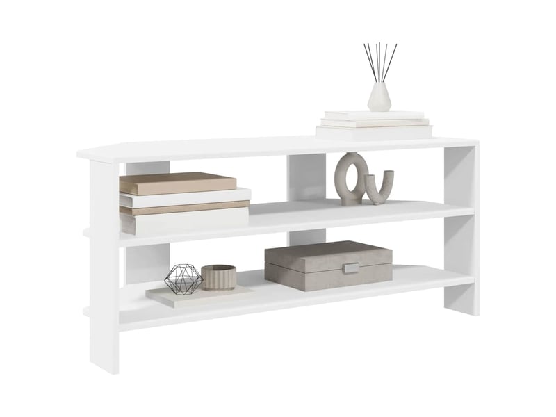  Meuble tv - banc tv - meuble de rangement d'angle 102x40,5x45cm blanc bois d'ingénierie  - Conforama C