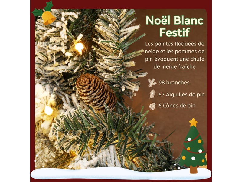  Couronne de noël lumineuse 60 cm avec 35 led blanc chaud, minuterie, pommes de pin, 98 pointes, vert et blanc  - Conforama R