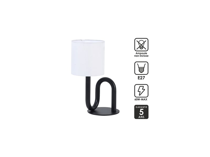 Lampe de table wama en métal noir  - Conforama E