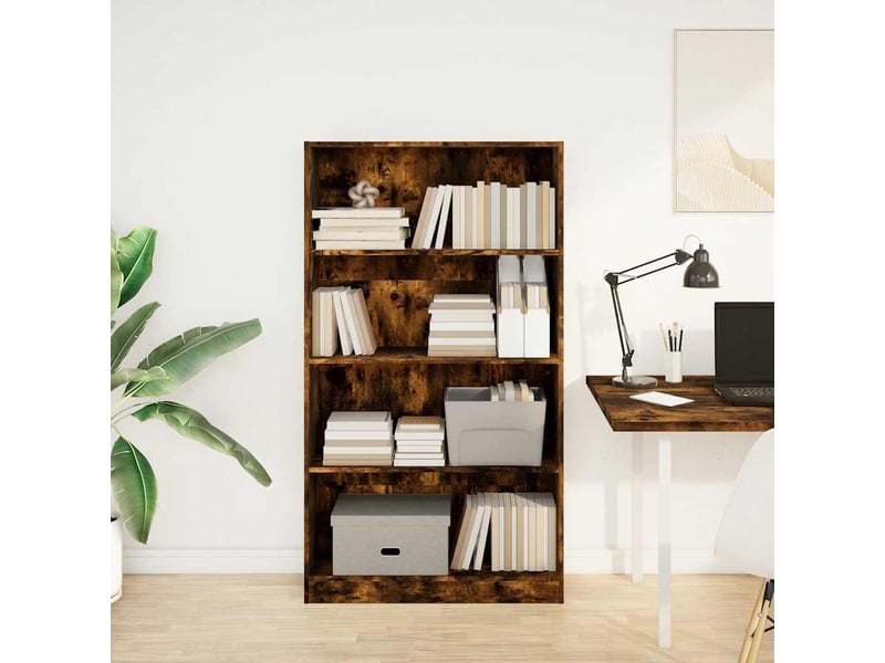  Bibliothèque, étagère de rangement chêne fumé 80x24x143 cm bois d'ingénierie  - Conforama C