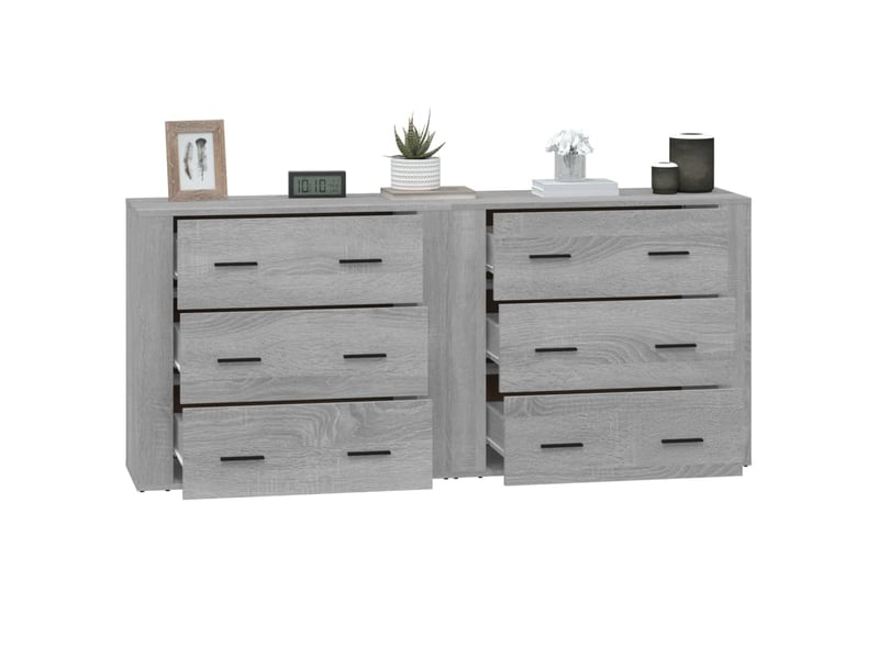  Buffets 2 pcs - bahut - meuble de rangement sonoma gris bois d'ingénierie  - Conforama E