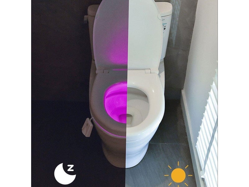  Veilleuses led pour toilettes, lumière de cuvette de toilette activée par le mouvement, 7 couleurs changeantes, lampe de nuit led pour salle de bain, blanc  - Conforama B