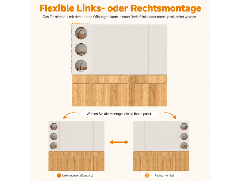  Armoire 10 portes 225x50x202 cm, 2 penderies, 3 tiroirs, mdf et panneaux de particules, chêne clair  - Conforama E