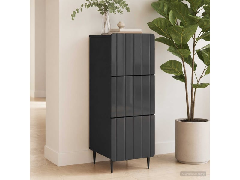  Armoire de rangement bureau, armoire à tiroirs 33 x 34.5 x 92 cm bois d'ingénierie noir  - Conforama D