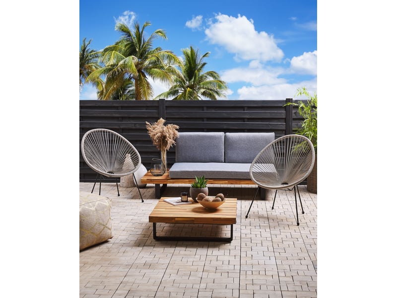  Lot de 2 chaises de jardin acapulco ii polyrotin gris clair  - Conforama B