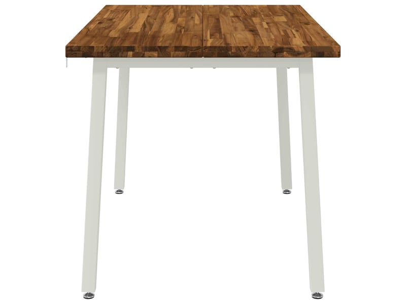  Table à manger moderne 120x80x75 cm bois d'acacia massif naturel et blanc shl78159  - Conforama E