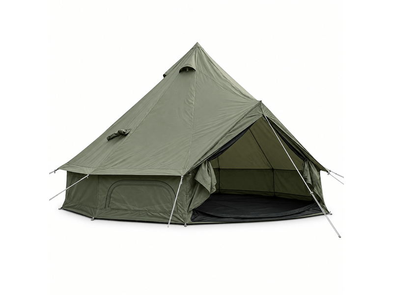 Tente cloche oxford verte 4 saisons 4-8 personnes, 13,1 ft, avec sortie pour poêle - Conforama E