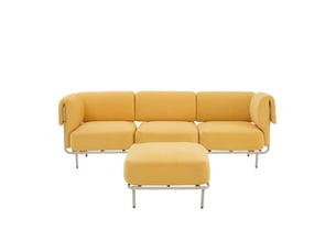 Canapé d'angle modulable avec pouf en chenille mangue, ensemble salon moderne et confortable