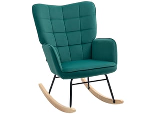 Fauteuil à bascule rocking chair revêtement en velous structure en acier vert 71 x 98 x 101 cm