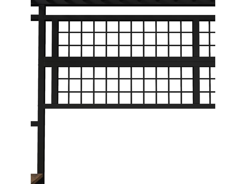  Lit mezzanine en métal et mdf, lit simple avec led, étagère et filet, 90x200 cm, sans matelas, noir  - Conforama E
