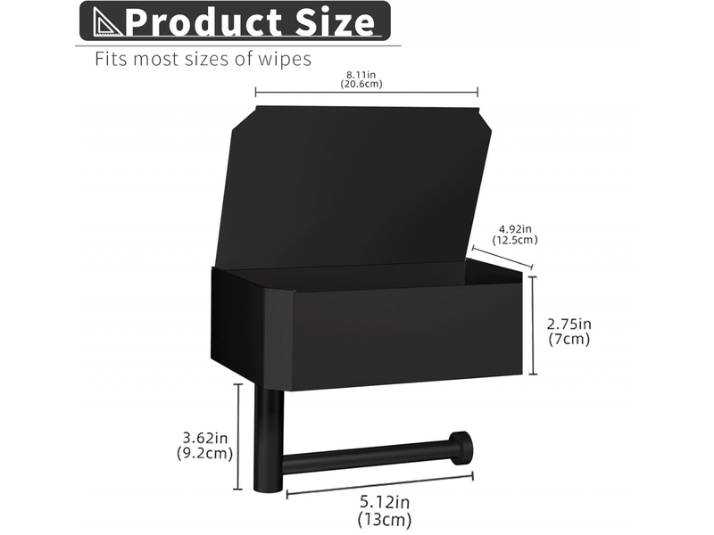 Porte-rouleau de papier toilette murale sans percage - support et dérouleur wc - noir - Conforama D