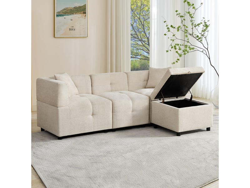  Canapé d'angle, canapé 3 places, repose-pieds, pour salon, bureau, mobilier pour espace de vie, adapté à l'espace de vie  - Conforama R
