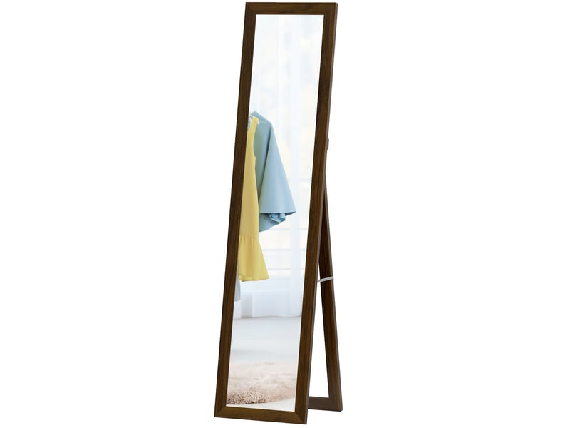  Miroir sur pied 157 x 37 cm avec cadre en mdf, miroir incliné ou à suspendre, bois de noyer  - Conforama B