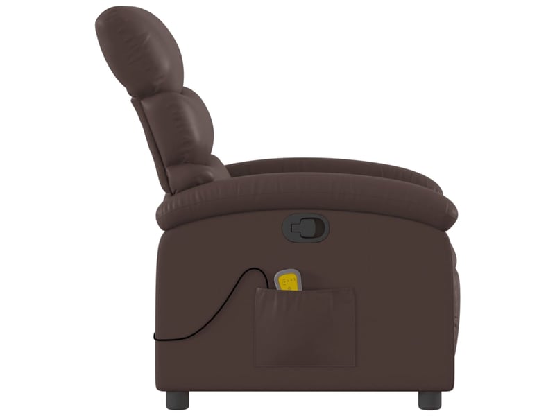  Fauteuil de relaxation tv fonction massage inclinable 6 points de massage en pvc marron dec027005  - Conforama D