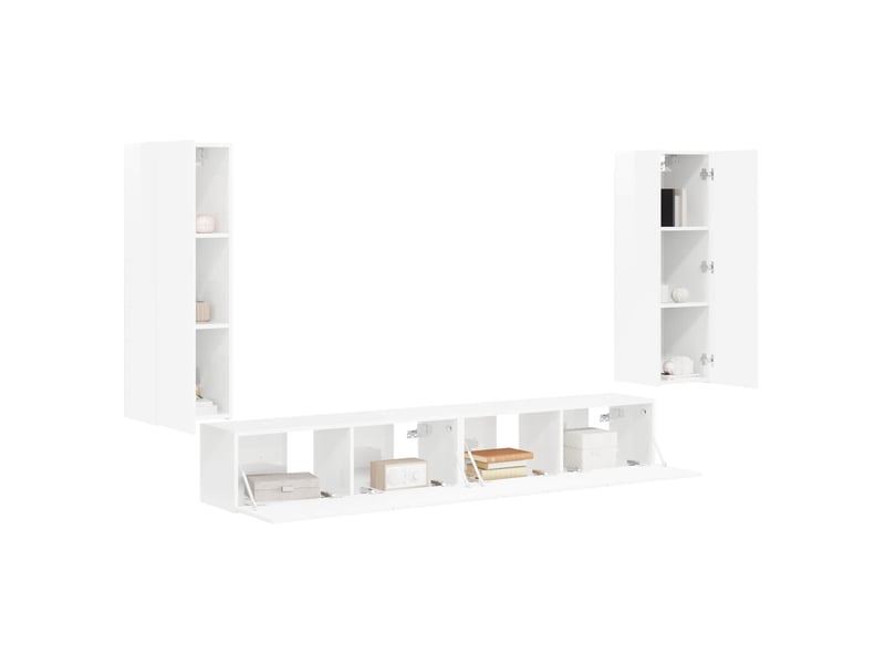  Ensemble de meuble tv - banc tv - meuble de rangement mural 4 pcs blanc brillant  - Conforama C