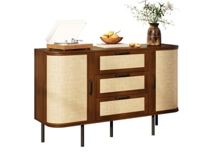 Buffet 2 porte(s) 3 tiroir(s) MEUBLIV - 120 cm coloris bois foncé