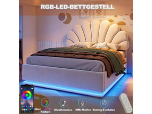 Lit coffre 140x200 cm <strong>ROLIPO</strong>  <strong></strong> coloris beige