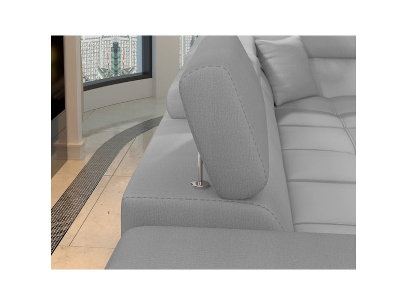  Canapé d'angle convertible palazzo 4 places gris clair – angle gauche avec 1 coussin  - Conforama E