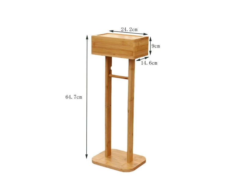  Porte papier toilette sans percer avec étagère en bambou  - Conforama B