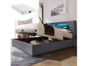 Lit coffre 160x200 cm CRAVDOM coloris gris
