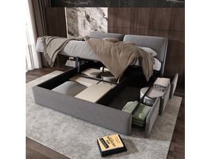 Lit avec rangement 180x200 cm MODENVIE coloris gris