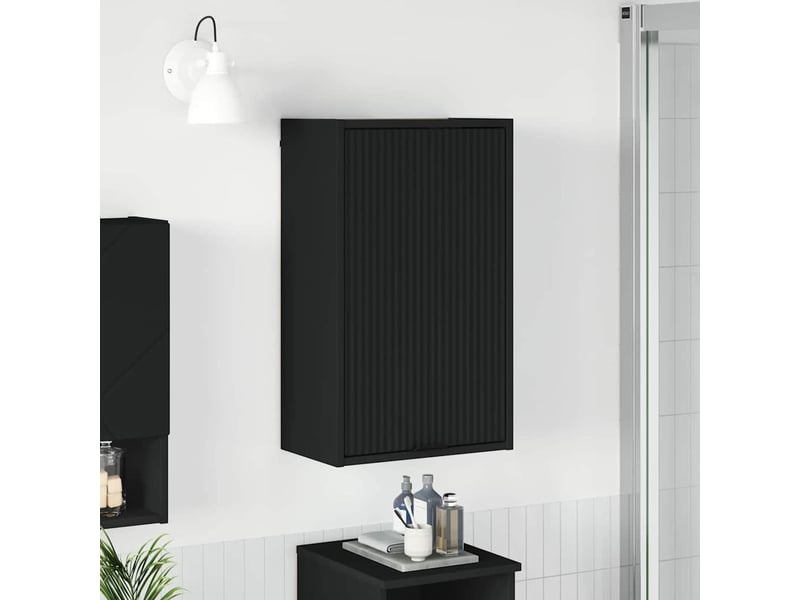 Cabinet salle de bain mural, meuble de rangement noir 39x23.5x65 cm - Conforama B