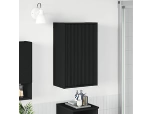 Cabinet salle de bain mural, meuble de rangement noir 39x23.5x65 cm
