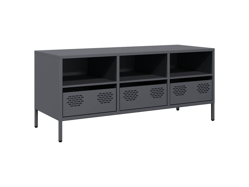  Meuble tv - banc tv - meuble de rangement anthracite 101,5x39x43,5 cm acier laminé à froid  - Conforama A