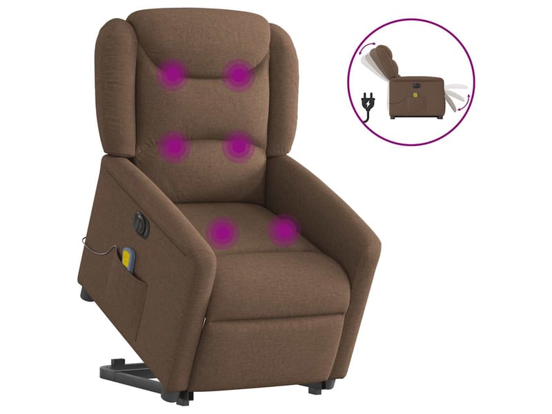  Vidaxl fauteuil inclinable de massage électrique marron tissu  - Conforama A