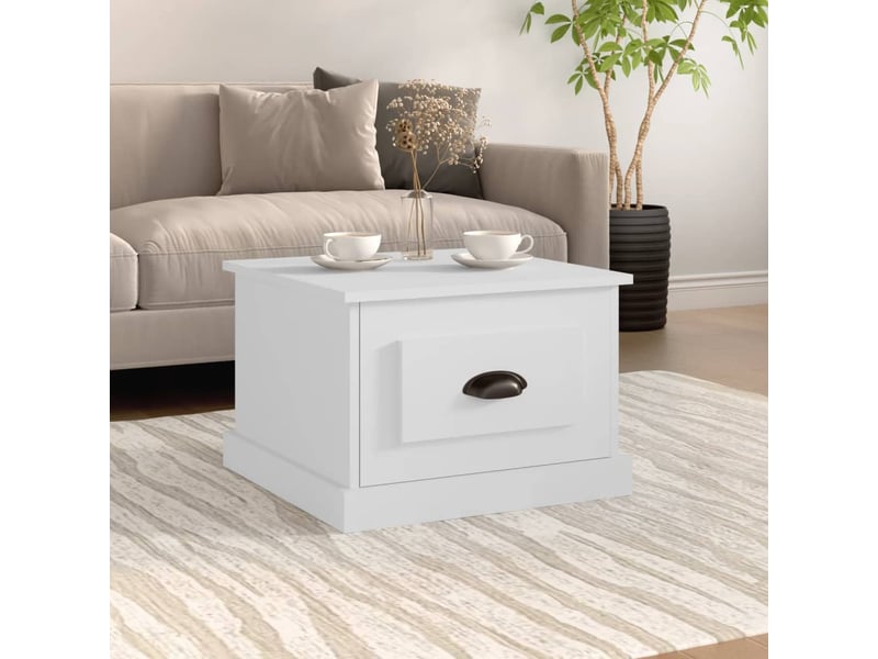  Table basse | table d'appoint salon blanc 50x50x35 cm bois d'ingénierie  - Conforama B